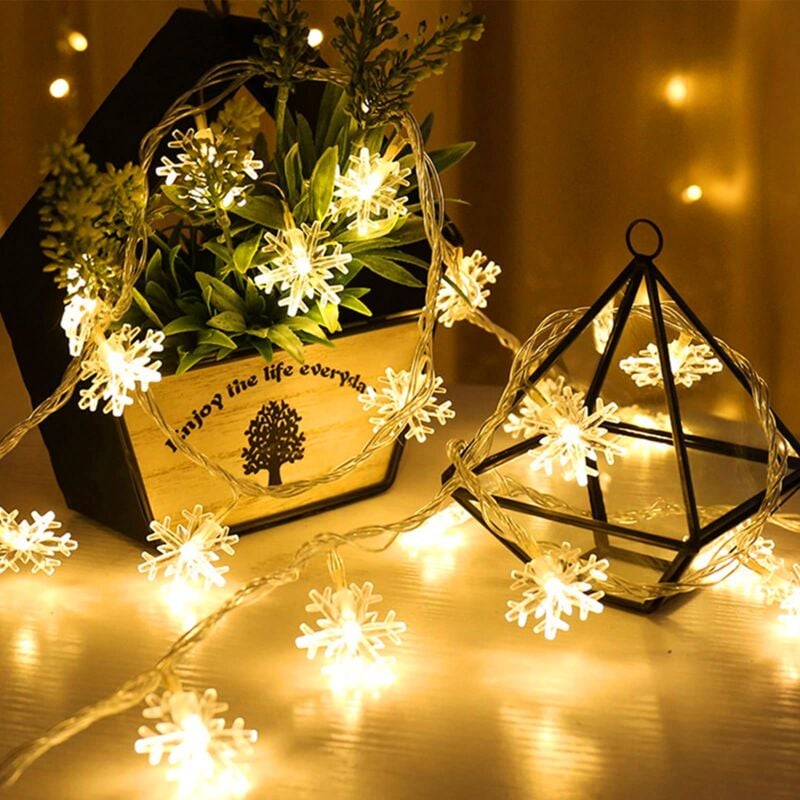 Beijiyi - Schneeflocken-Lichterkette, 10 m, 80 LEDs, LED-Lichterkette, Weihnachts-Schneeflocken-Lichterkette, batteriebetrieben, Schnee-Lichterkette,