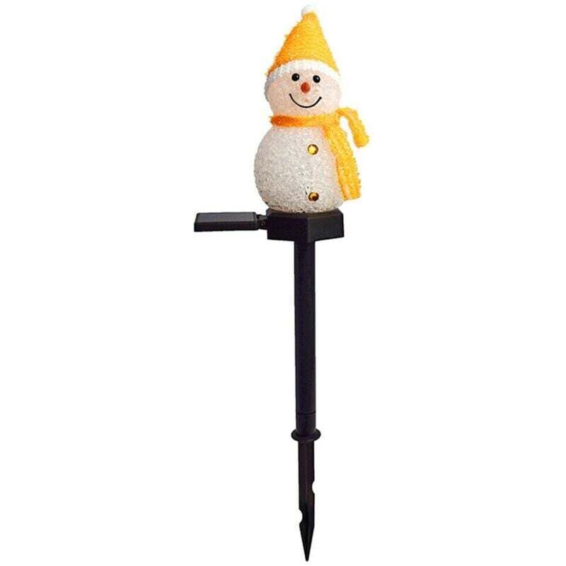 Schneemann-Solar-Weihnachtsbeleuchtung, LED-Solar-Gartenbeleuchtung, gelbe Erdspießlampen