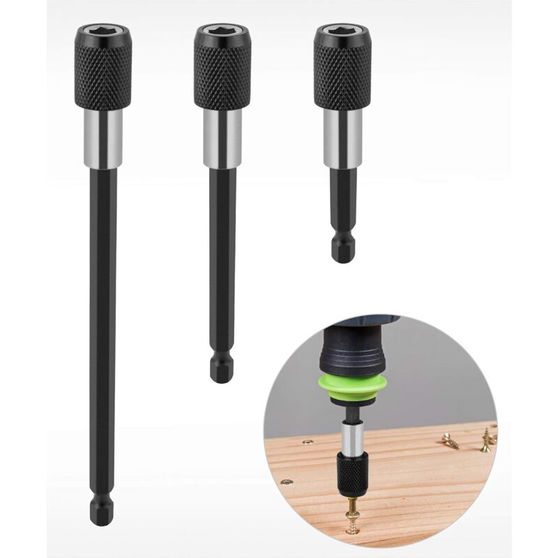 Qiedie - Schnellwechsel-Bithalter, magnetische Bohrverlängerung, 1/4 Zoll, Schlüsselanhänger, Bohrkopfadapter, Sechskantschaft-Set für Bohrmaschine,