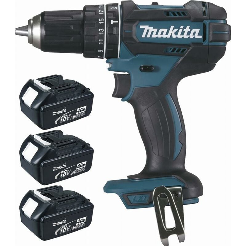 Schlagbohrmaschine 18 v Li-Ion 4 Ah ø 13 mm (3 Batterien) Makita 3 Batterien, Ladegerät, Koffer - DHP482RM3J