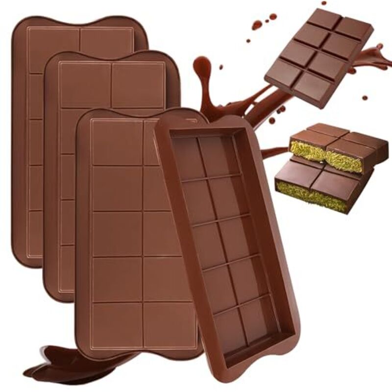 Schokoriegelform, 4 Stück Silikon-Schokoladenformen, tiefe Schokoriegelform, Schokoladenform mit 10 Mulden für Schokolade, Pralinen, Süßigkeiten