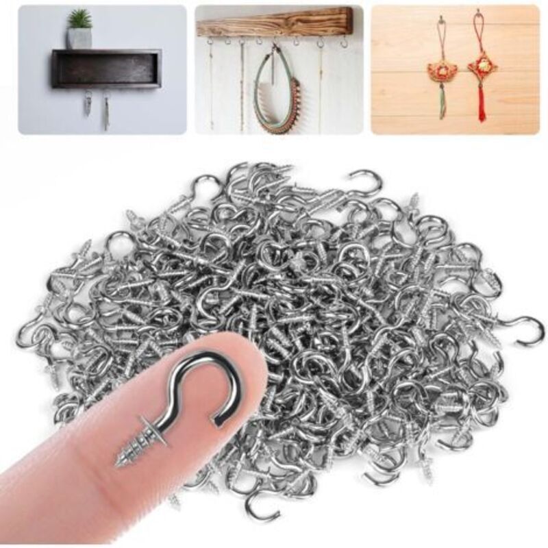 Schraubhaken, 250 Stück, 1/2-Zoll-Schraubhaken für die Decke, Schraubhaken für den Innen- und Außenbereich, Schlüssel, Weihnachtsdekoration, Silber