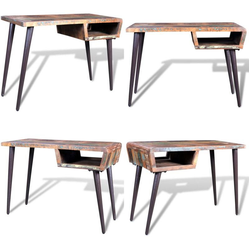 Schreibtisch Altholz mit Eisenbeinen - Vintage Schreibtisch - Altholz Schreibtisch - Retro Schreibtisch - Schreibtisch Antik Stil - Handgefertigter
