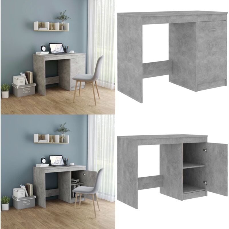 Schreibtisch Betongrau 100x50x76 cm Holzwerkstoff - Moderner Schreibtisch - Holzwerkstoff Schreibtisch - Bürotisch Grau - Schreibtisch Mit Schubladen