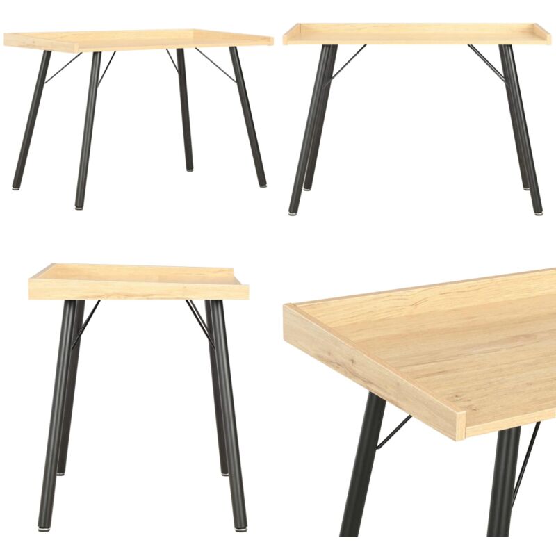 Vidaxl - Schreibtisch Eiche 90×50×79 cm - Schreibtisch - Eiche Optik - Schwarzer Schreibtisch - Home Office Möbel - Bürostuhl - Home & Living