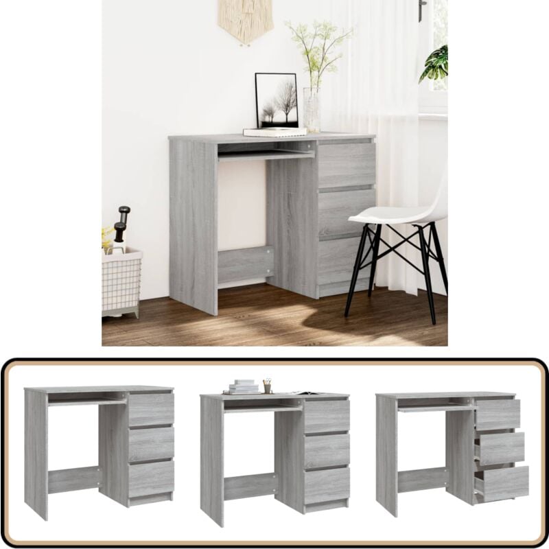 Vidaxl - Schreibtisch Grau Sonoma 90x45x76 cm Holzwerkstoff - Bürotisch - Schreibtisch Grau - Holzwerkstoff Schreibtisch - Moderner Schreibtisch