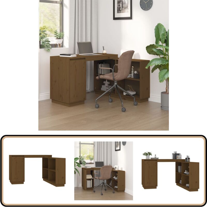 Vidaxl - Schreibtisch Honigbraun 110x50x75 cm Massivholz Kiefer - Bürotisch - Schreibtisch - Holztisch - Kiefer Tisch - Honigbrauner Schreibtisch