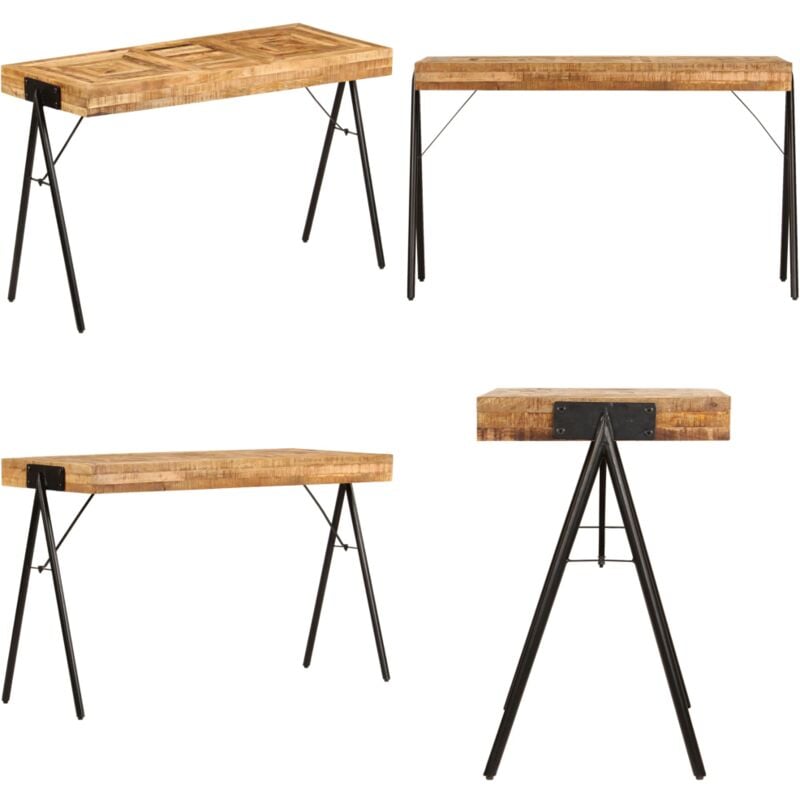 Schreibtisch Massivholz Mango 118 x 50 x 75 cm - Esszimmertisch - Schreibtisch Mango - Industriel Stil - Vintage Schreibtisch - Bürostuhl - Home &