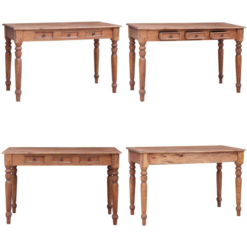 Schreibtisch mit Schubladen 117x57x75 cm Altholz Massiv - Holz Schreibtisch - Altholz Tisch - Vintage Schreibtisch - Rustikal Schreibtisch - Büro