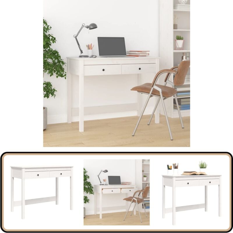 Vidaxl - Schreibtisch mit Schubladen Weiß 100x50x78 cm Massivholz Kiefer - Holz Schreibtisch - Kiefernholz Schreibtisch - Weißer Schreibtisch