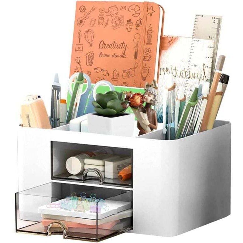 Schreibtisch-Organizer mit 5 Fächern und Stifthalter, Schreibtisch-Organizer mit Schublade, Mehrzweck-Schreibtisch-Organizer