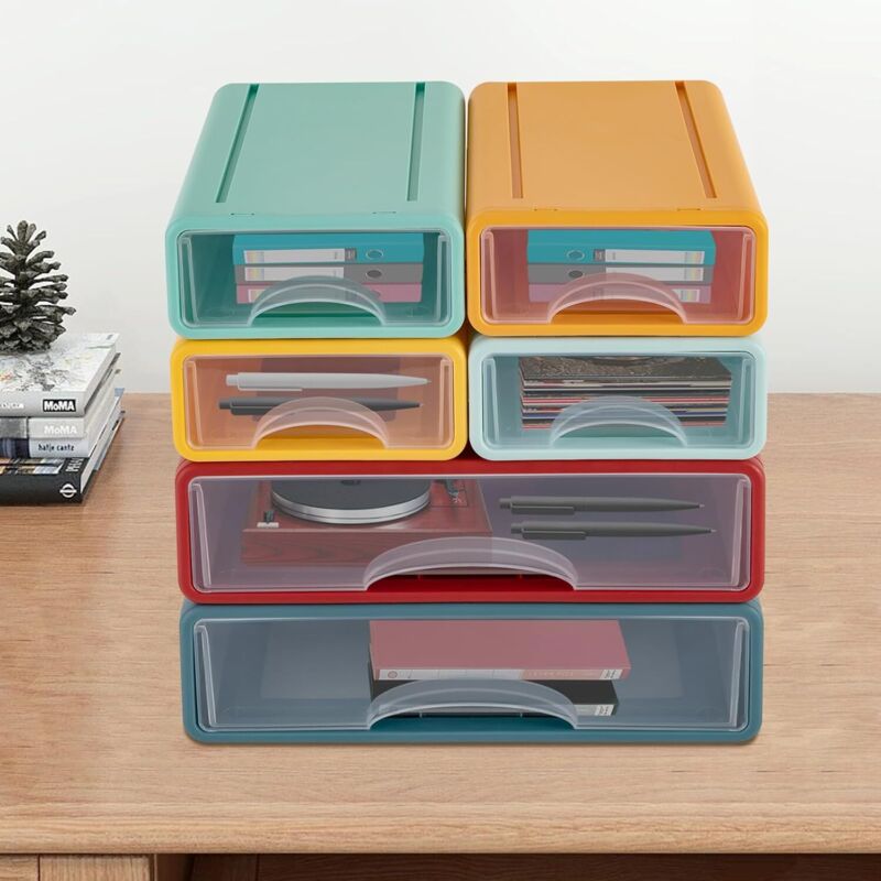 Schreibtisch Organizer mit 6 Schubladen Kunststoff Büro Aufbewahrungsbox 34 25 33cm Mini Make up Organizer Kunststoffschubladen für Büro Zuhause Bunt