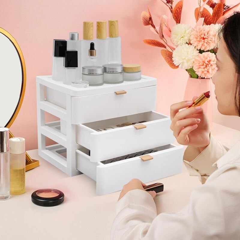 Schreibtisch-Organizer, Organizer mit Acryl-Schubladen, 3er-Set, Schubladenbox, Schreibtisch-Organizer, stapelbare Aufbewahrungsbox, für Bürobedarf,