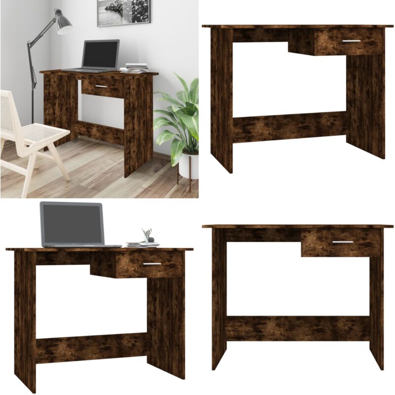 Schreibtisch Räuchereiche 100x50x76 cm Holzwerkstoff - Holz Schreibtisch - Bürotisch - Schreibtisch Braun - Schreibtisch Modern - Home Office Möbel