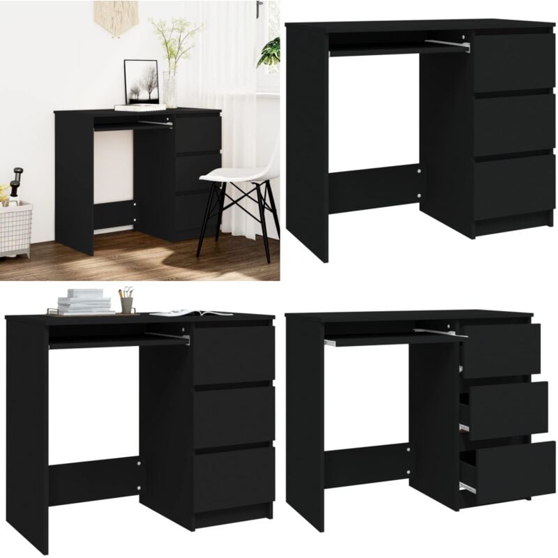Vidaxl - Schreibtisch Schwarz 90x45x76 cm Holzwerkstoff - Schwarzer Schreibtisch - Schreibtisch Schwarz - Kleiner Schreibtisch - Holzwerkstoff