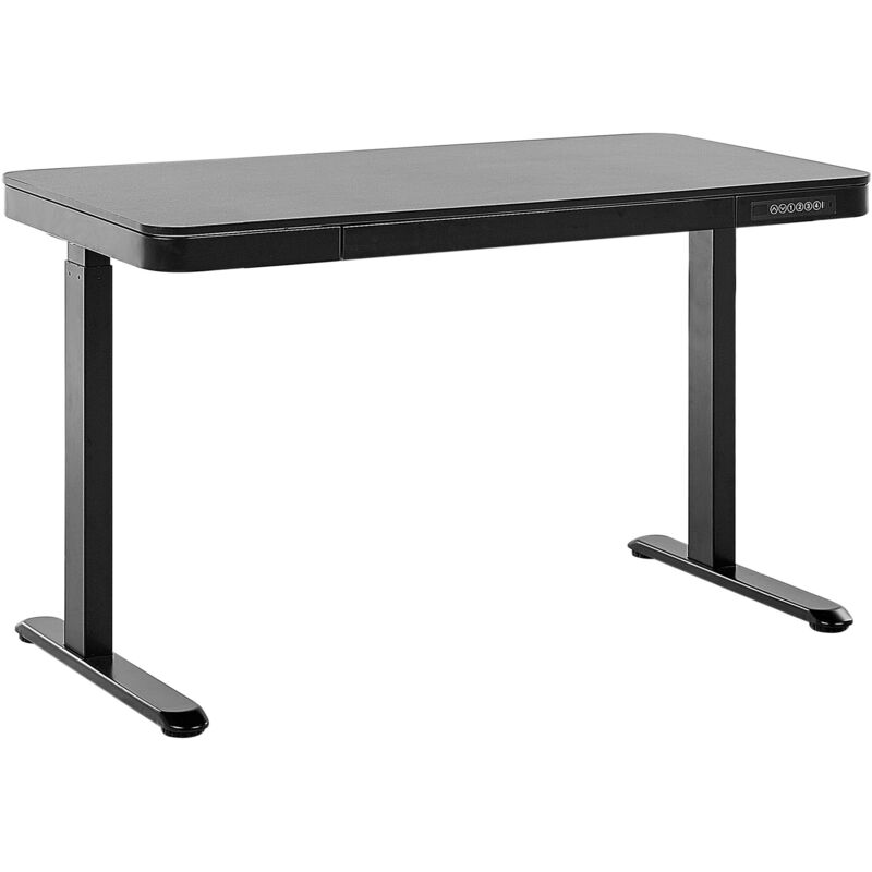 Beliani - Schreibtisch Schwarz Faserplatte 120 x 60 cm Verstellbar mit USB-Port Metallgestell Rechteckig Industriell Modern Büro Jugendzimmer