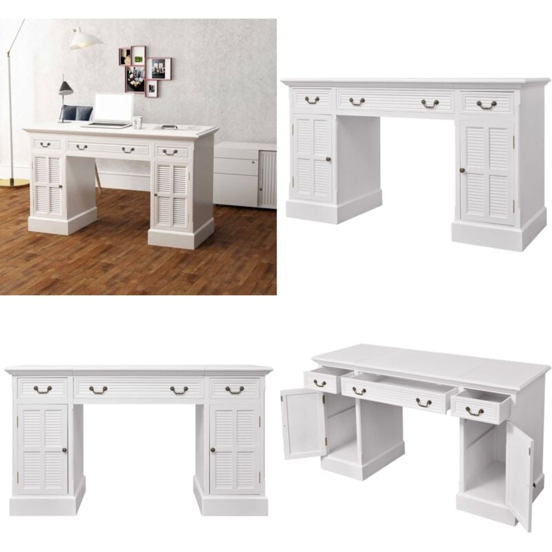 Vidaxl - Schreibtisch Sekretär Weiß 140 x 48 x 80 cm - Bürostuhl - Schreibtisch - Holz Möbel - Weiße Möbel - Wohnzimmermöbel - Home & Living