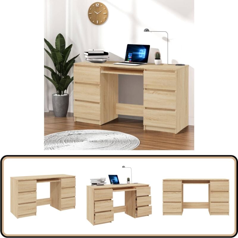 Schreibtisch Sonoma-Eiche 140x50x77 cm Holzwerkstoff - Schreibtisch - Holzwerkstoff Schreibtisch - Sonoma-Eiche Schreibtisch - Bürostuhl - Home