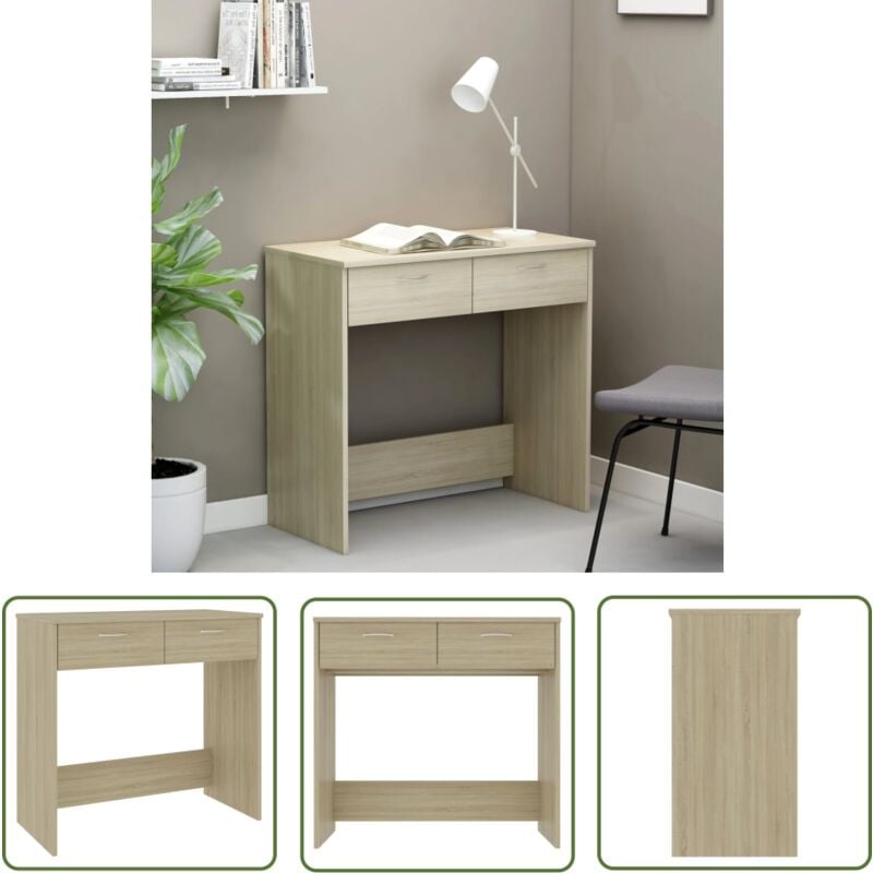 Longziming - The Living Store Schreibtisch Sonoma-Eiche 80x40x75 cm Holzwerkstoff - Schreibtisch - Holzwerkstoff - Sonoma-Eiche - Schreibtisch