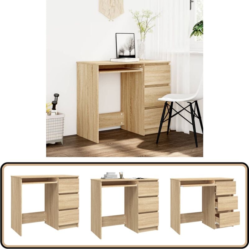 Schreibtisch Sonoma-Eiche 90x45x76 cm Holzwerkstoff - Schreibtisch - Holzwerkstoff Schreibtisch - Sonoma Eichen Schreibtisch - Kleiner Schreibtisch