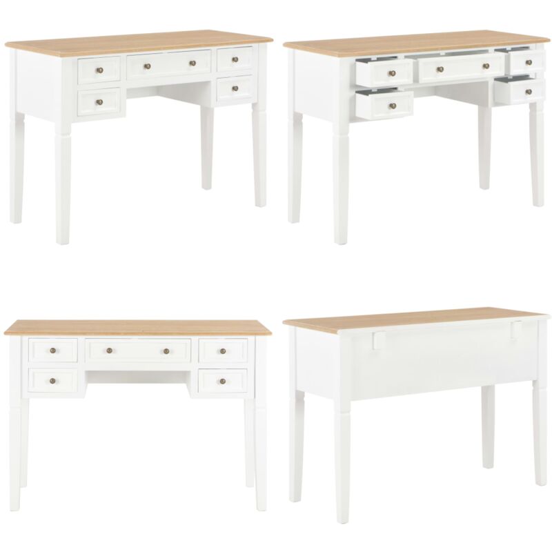 Schreibtisch Weiß 109,5 x 45 x 77,5 cm Holz - Holz Schreibtisch - Büro Schreibtisch - Büro Einrichtung - Schreibtisch Weiss - Großer Schreibtisch