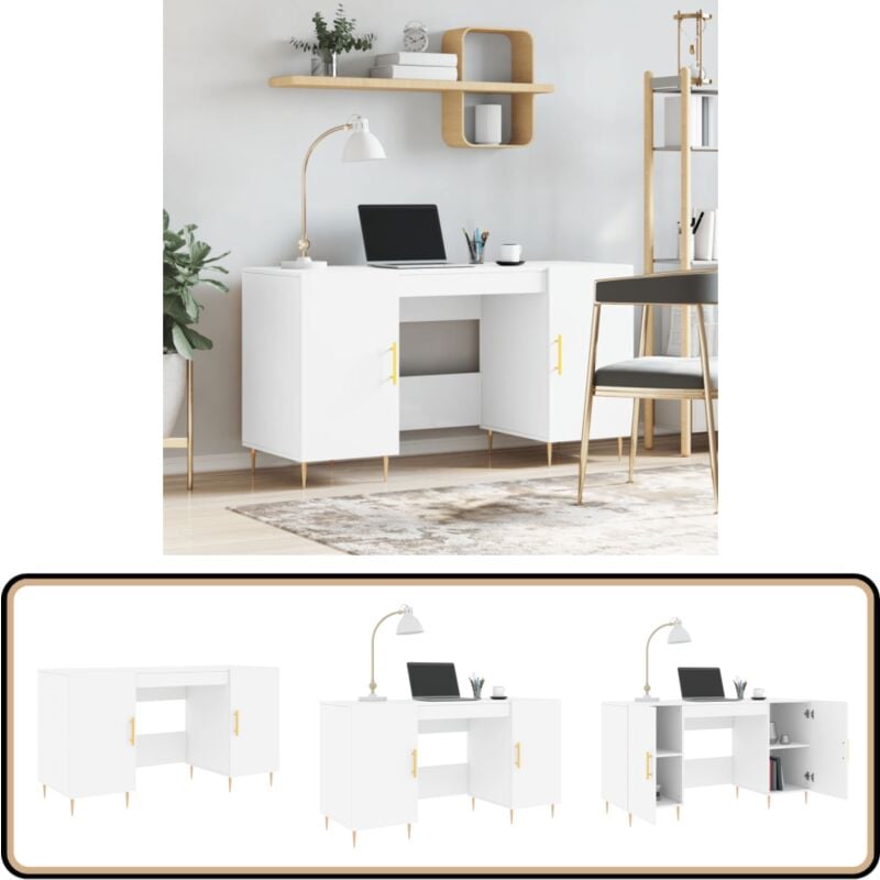 Vidaxl - Schreibtisch Weiß 140x50x75 cm Holzwerkstoff - Schreibtisch - Bürotisch - Home Office - Weißer Schreibtisch - Holzwerkstoff Tisch