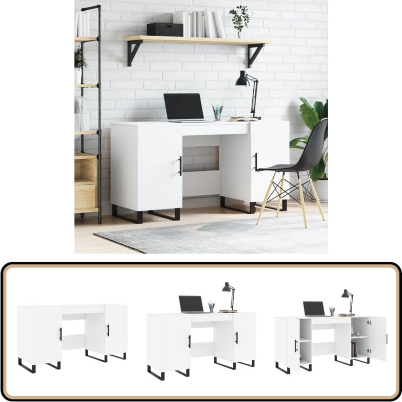 Vidaxl - Schreibtisch Weiß 140x50x75 cm Holzwerkstoff - Schreibtisch - Bürotisch - Homeoffice - Weißer Schreibtisch - Holzwerkstoff Tisch