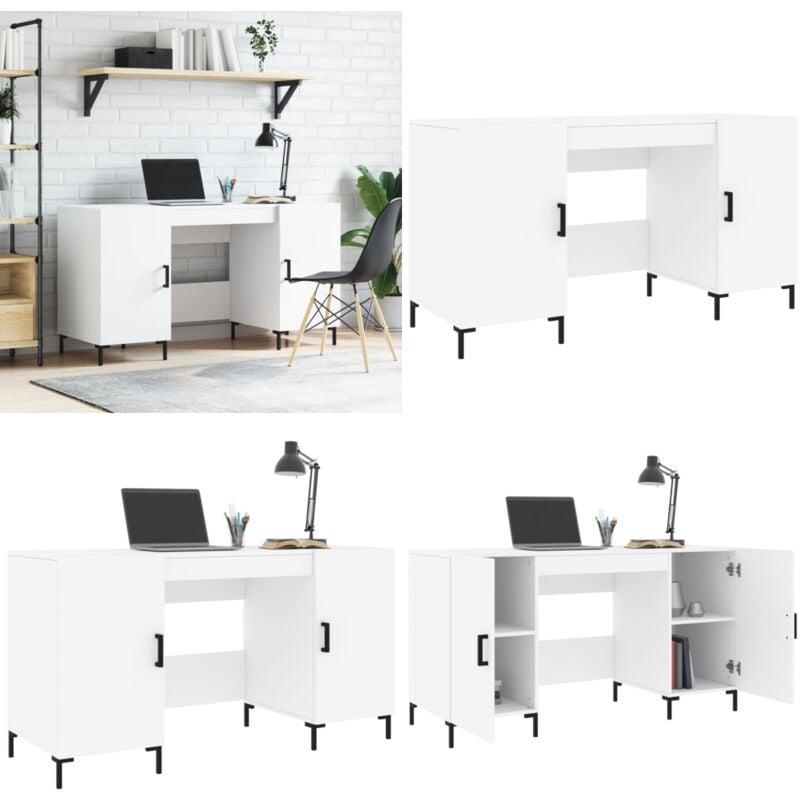 Schreibtisch Weiß 140x50x75 cm Holzwerkstoff - Schreibtisch - Bürotisch - Homeoffice - Weißer Schreibtisch - Holzwerkstoff Tisch - Home & Living