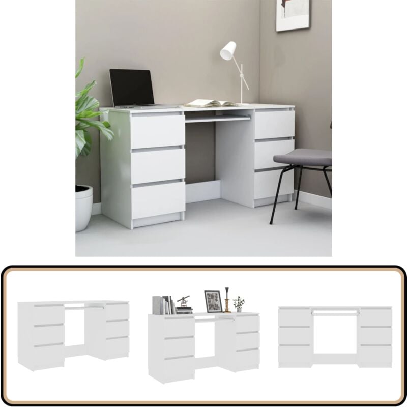 Schreibtisch Weiß 140x50x77 cm Holzwerkstoff - Schreibtisch - Bürostuhl - Home Office - Weißer Schreibtisch - Holzwerkstoff Schreibtisch