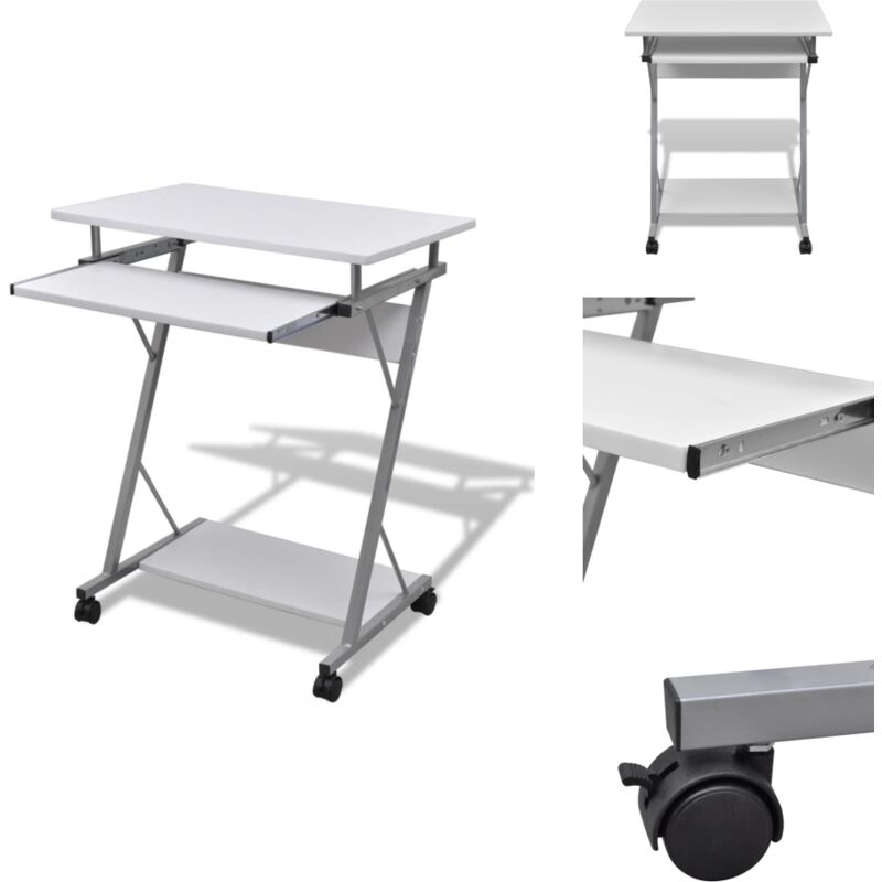 Vidaxl - Computertisch Computerwagen pc Tisch Bürotisch Laptop auf Rollen weiß - Computertisch - Schreibtisch - Bürotisch - Laptoptisch - PC-Tisch