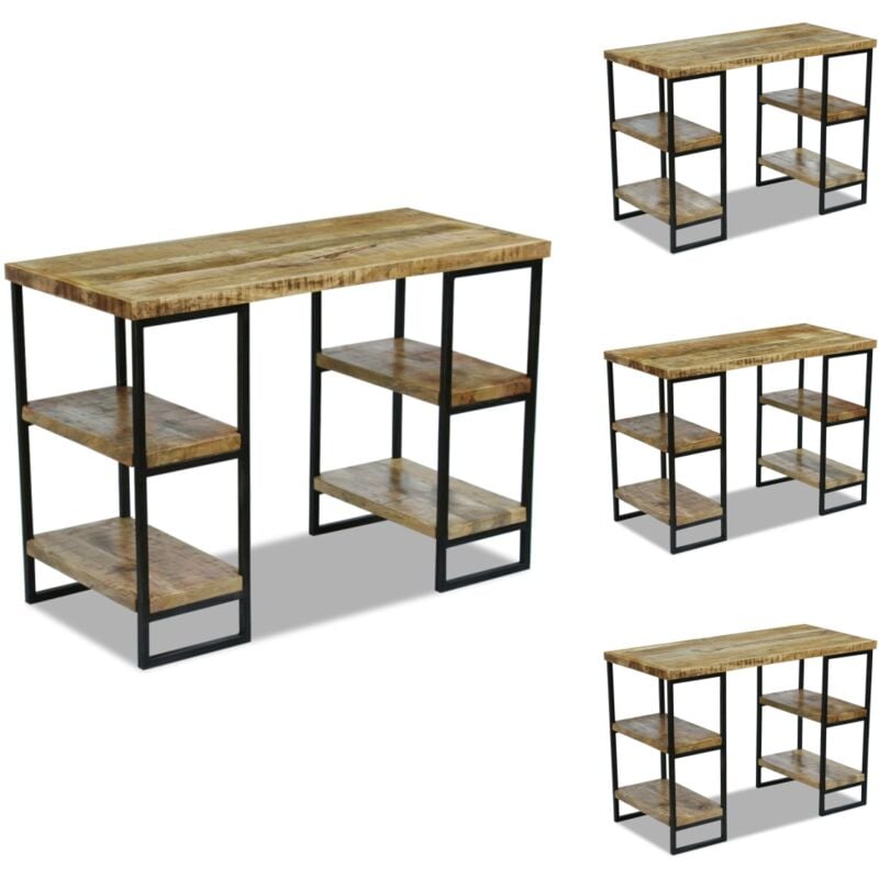 Büroschreibtisch Mangoholz 110×50×76 cm - Industrieller Schreibtisch - Holz Schreibtisch - Mangoholz Schreibtisch - Bürostuhl - Büroarbeitsplatz