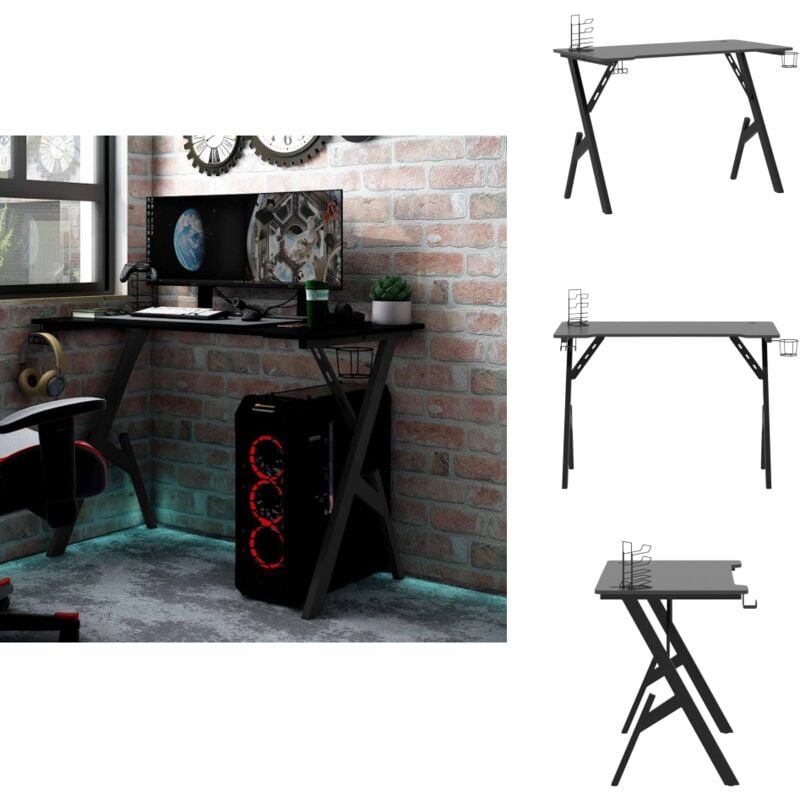 Vidaxl - Gaming-Schreibtisch mit Y-Gestell Schwarz und Rot 110x60x75 cm - Gaming-Schreibtisch - Gamer Schreibtisch - Etagenregal - Bürostuhl - Home