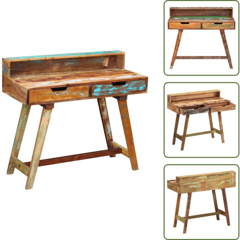 Vidaxl - Schreibtisch Altholz - Vintage Schreibtisch - Schreibtisch Aus Holz - Recyclingmöbel - Altholzmöbel - Schreibtisch Mit Schubladen