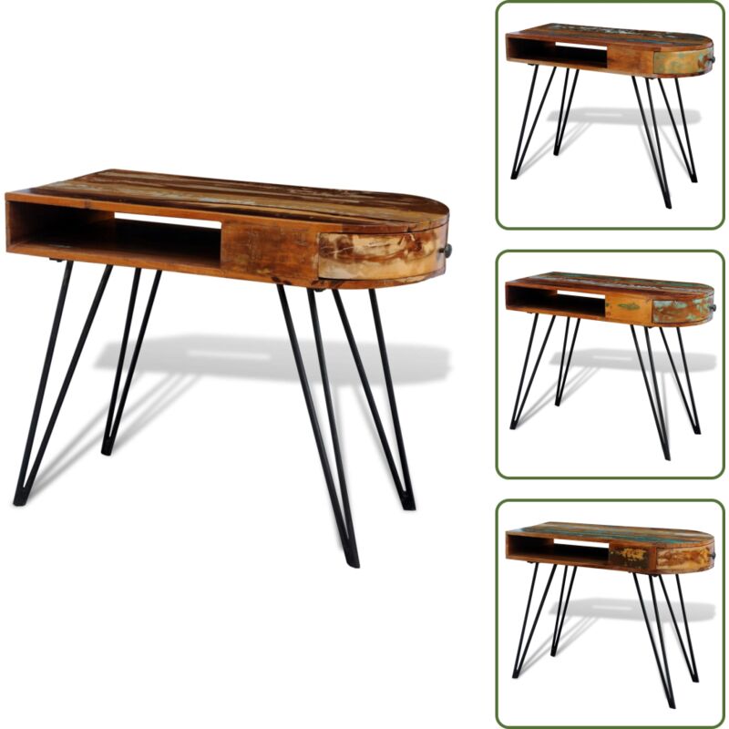Vidaxl - Schreibtisch Altholz Massiv mit Eisenbeinen - Altholzmöbel - Vintage Schreibtisch - Retro Schreibtisch - Holz Schreibtisch - Industriel Stil