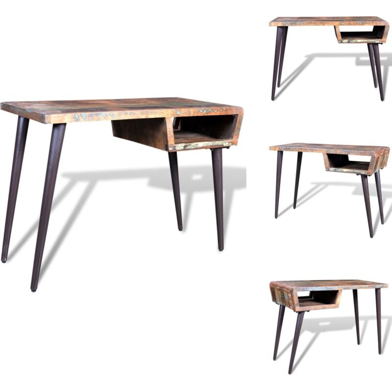 Schreibtisch Altholz mit Eisenbeinen - Vintage Schreibtisch - Altholz Schreibtisch - Retro Schreibtisch - Schreibtisch Antik Stil - Handgefertigter