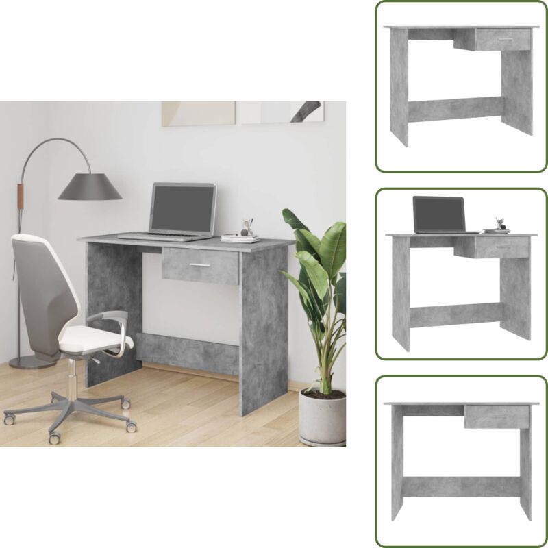 Vidaxl - Schreibtisch Betongrau 100×50×76 cm Holzwerkstoff - Schreibtisch - Bürostuhl - Home Office - Arbeitsplatz - Moderner Schreibtisch