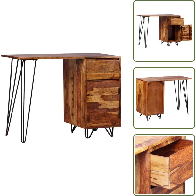 Vidaxl - Schreibtisch mit 1 Schublade und 1 Schrank Massivholz - Holz Schreibtisch - Palisander Tisch - Vintage Schreibtisch - Industrieller