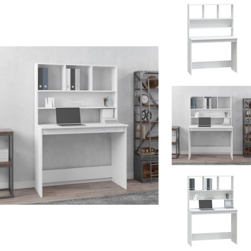 Vidaxl - Schreibtisch mit Regal Weiß 102x45x148 cm Holzwerkstoff - Schreibtisch - Bürostuhl - Home Office - Arbeitsplatz - Weißer Schreibtisch