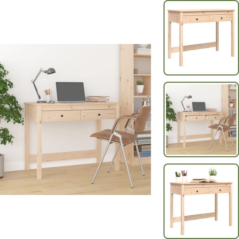 Schreibtisch mit Schubladen 100x50x78 cm Massivholz Kiefer - Holz Schreibtisch - Kiefernholzschiebtisch - Schreibtisch Massiv - Home Office Tisch