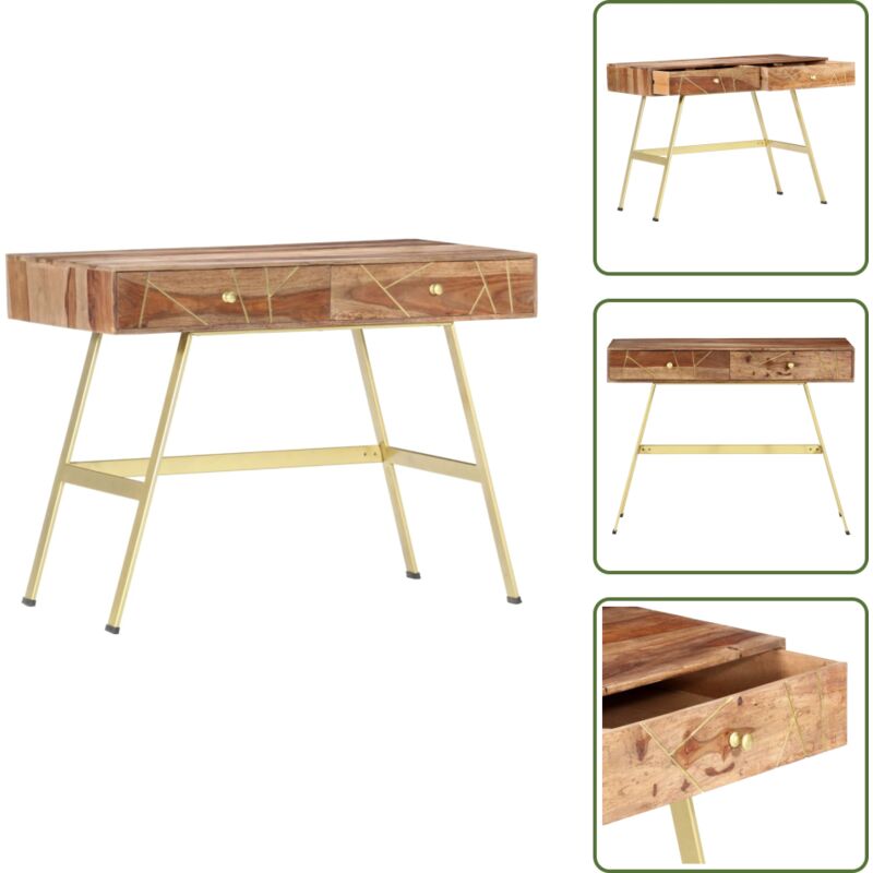Schreibtisch mit Schubladen 100x55x75 cm Massivholz Palisander - Industrieller Schreibtisch - Holzsreibtisch - Palisander Schreibtisch - Schreibtisch