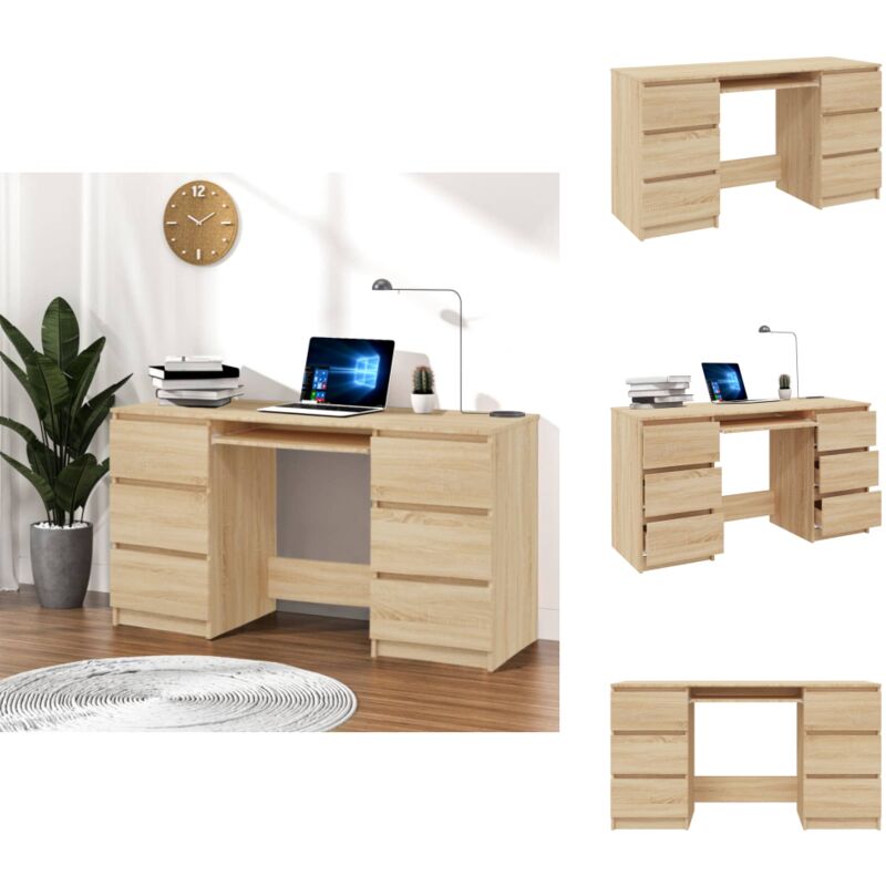 Schreibtisch Sonoma-Eiche 140x50x77 cm Holzwerkstoff - Schreibtisch - Holzwerkstoff Schreibtisch - Sonoma-Eiche Schreibtisch - Bürostuhl - Home
