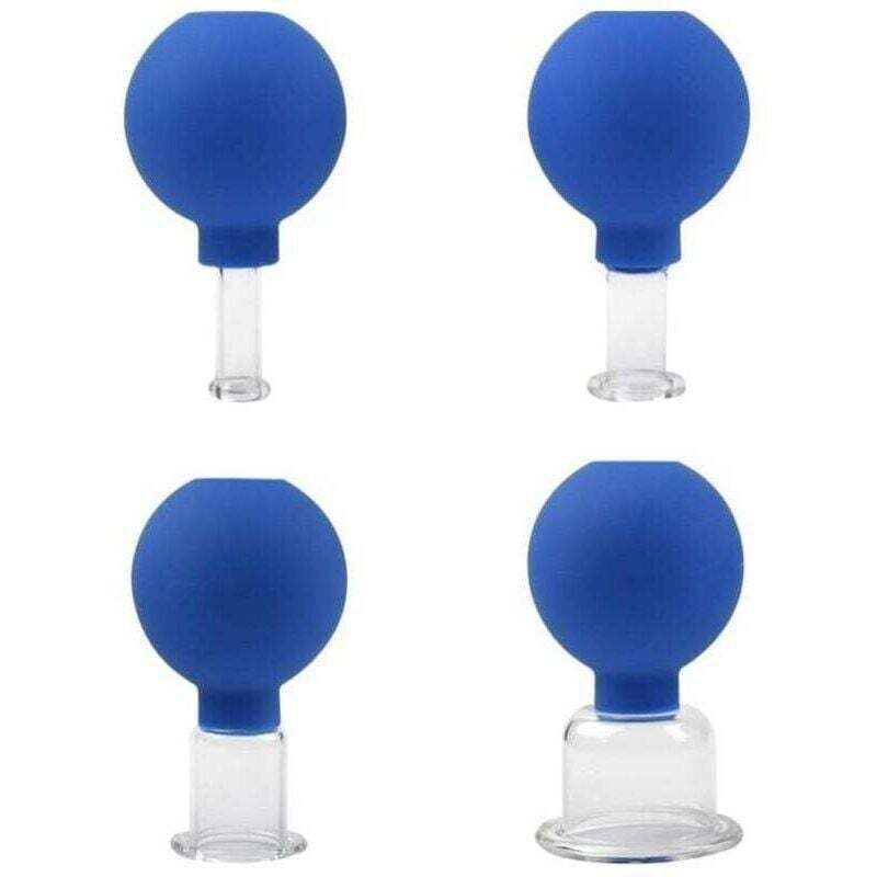 Schröpfset aus Glas mit 4 verschiedenen Größen, Saugnapf zur Massage, Anti-Cellulite-Schröpfen, Schröpfbecher zur Massage von Kopf, Gesicht und jedem