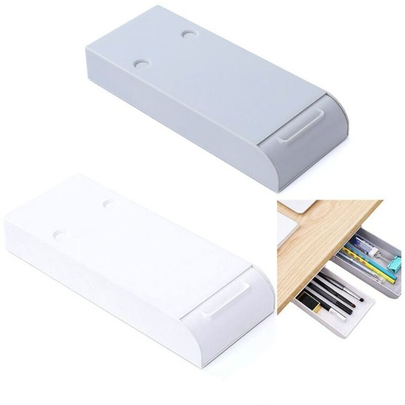 Schubladenorganizer für unter den Schreibtisch, 2-teilig, selbstklebend, versteckte Aufbewahrung für Stifte, Telefon, Büroklammern, Büro, Zuhause