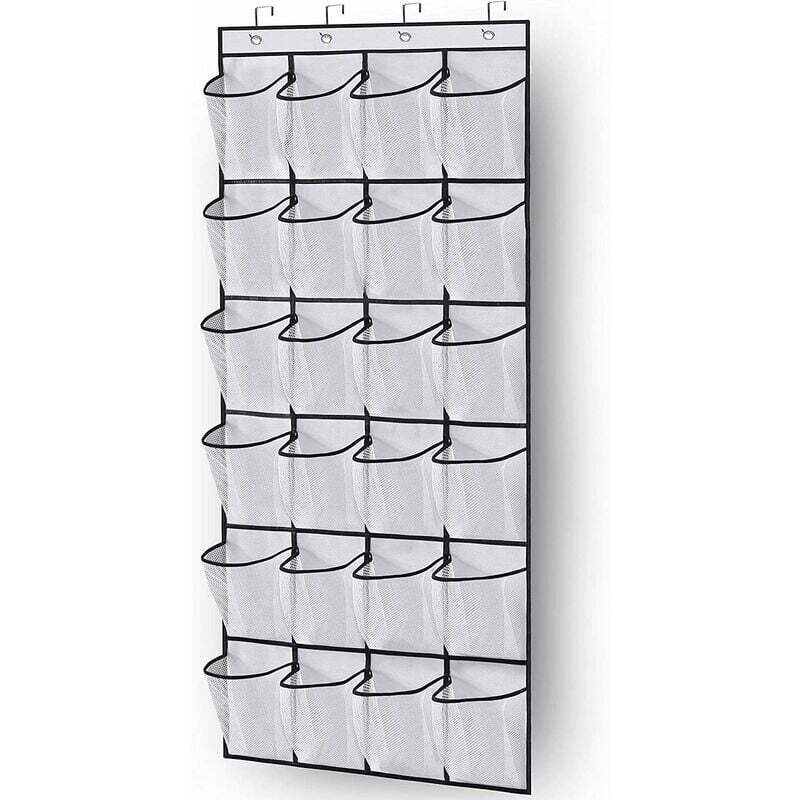 Schuh-Organizer zum Aufhängen über der Tür, platzsparend, Schuhaufbewahrung über der Tür, 24 Taschen, platzsparend, mit 3 Haken für Küche,