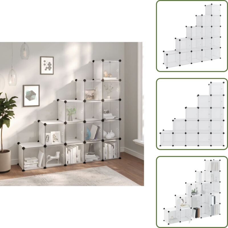 Vidaxl - Regalsystem mit 15 Würfeln und Türen Transparent pp - Regal - Stauraumlösungen - Aufbewahrungssystem - Polypropylen Regal - Transparenter