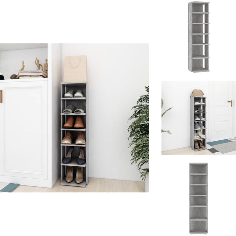 Vidaxl - Schuhschrank Betongrau 27,5x27x102 cm Holzwerkstoff - Schuhschrank - Schuhregal - Garderobe - Aufbewahrung - Eingangsbereich