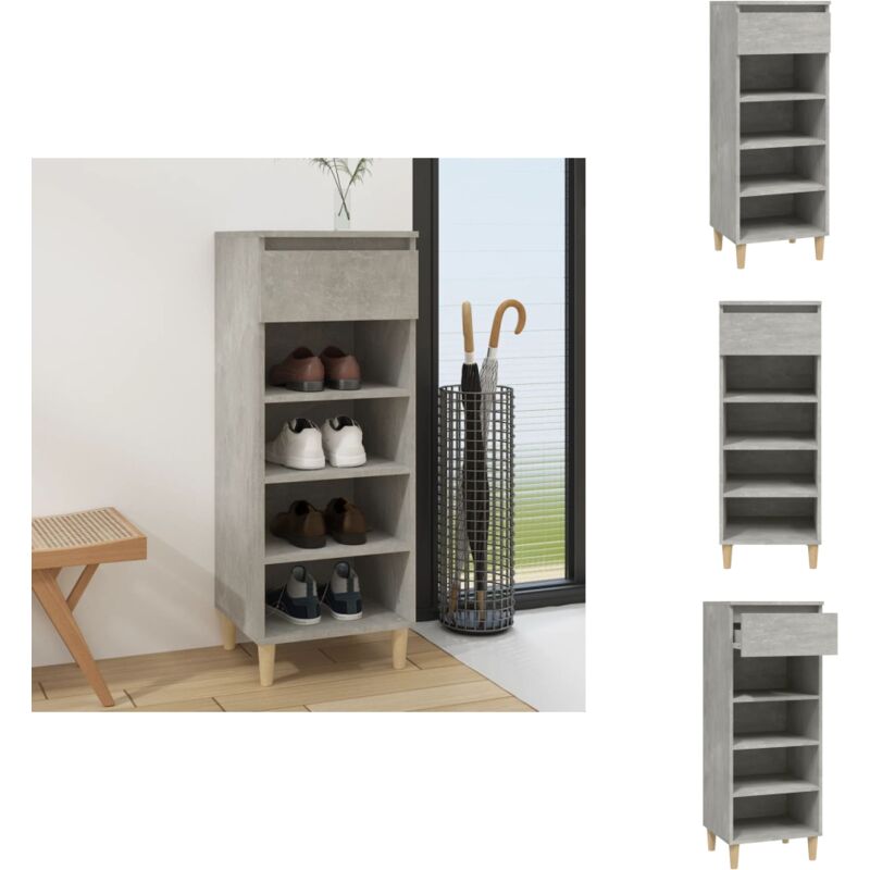 Schuhschrank Betongrau 40x36x105 cm Holzwerkstoff - Schuhschrank - Schuhregal - Garderobe - Einbauschrank - Wohnraumorganisation