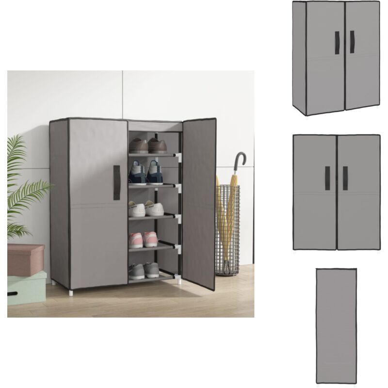 Schuhschrank Grau 60x28x90 cm Stoff - Schuhschrank - Schrank - Garderobe - Schuhregal - Aufbewahrung