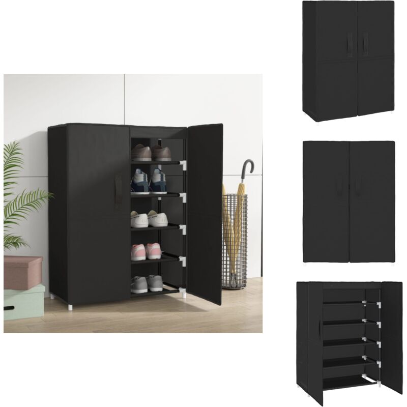Schuhschrank Schwarz 60x28x90 cm Stoff - Schuhschrank - Schrank - Garderobe - Schuhregal - Aufbewahrung