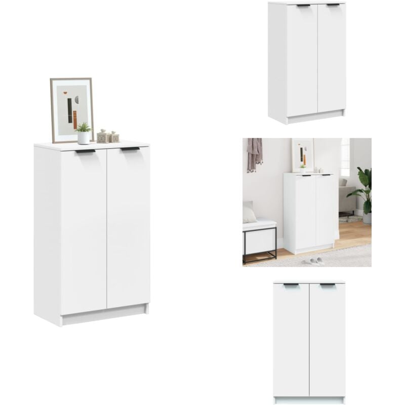 Schuhschrank Weiß 59x35x100 cm Holzwerkstoff - Schuhschrank - Holzwerkstoff - Weißer Schuhschrank - Garderobe - Einbauschrank